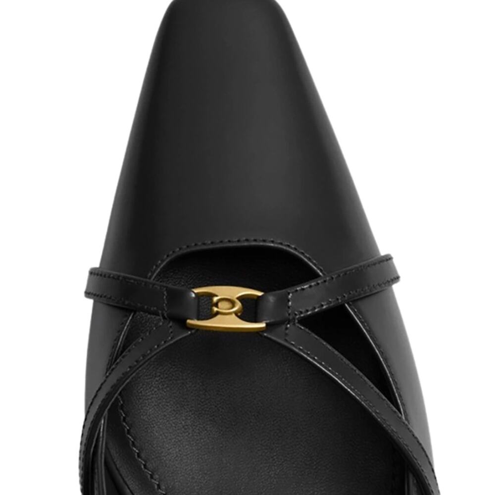 New! COACH Wm's 6.5 Rowyn Slingback Suede Heels Black UPC: 0196395511877